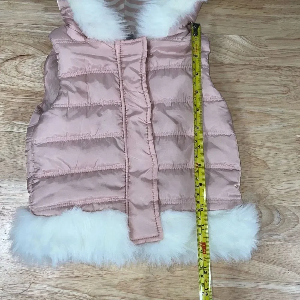 Lilly Wicket, Zip Up Puffer Vest, Faux Fur Lined Hood, Girls Toddler Baby 12M
